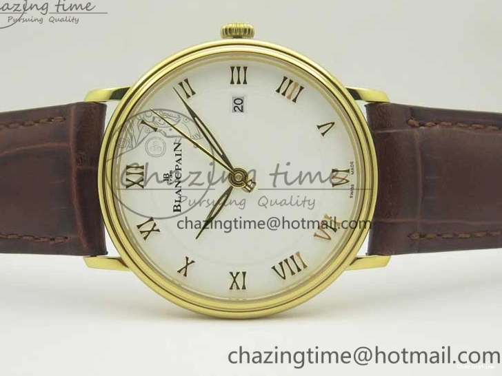 0318 WellDesigned Villeret 6651 YG ZF 1:1 Best Edition White Dial on Brown Leather Strap A 8000